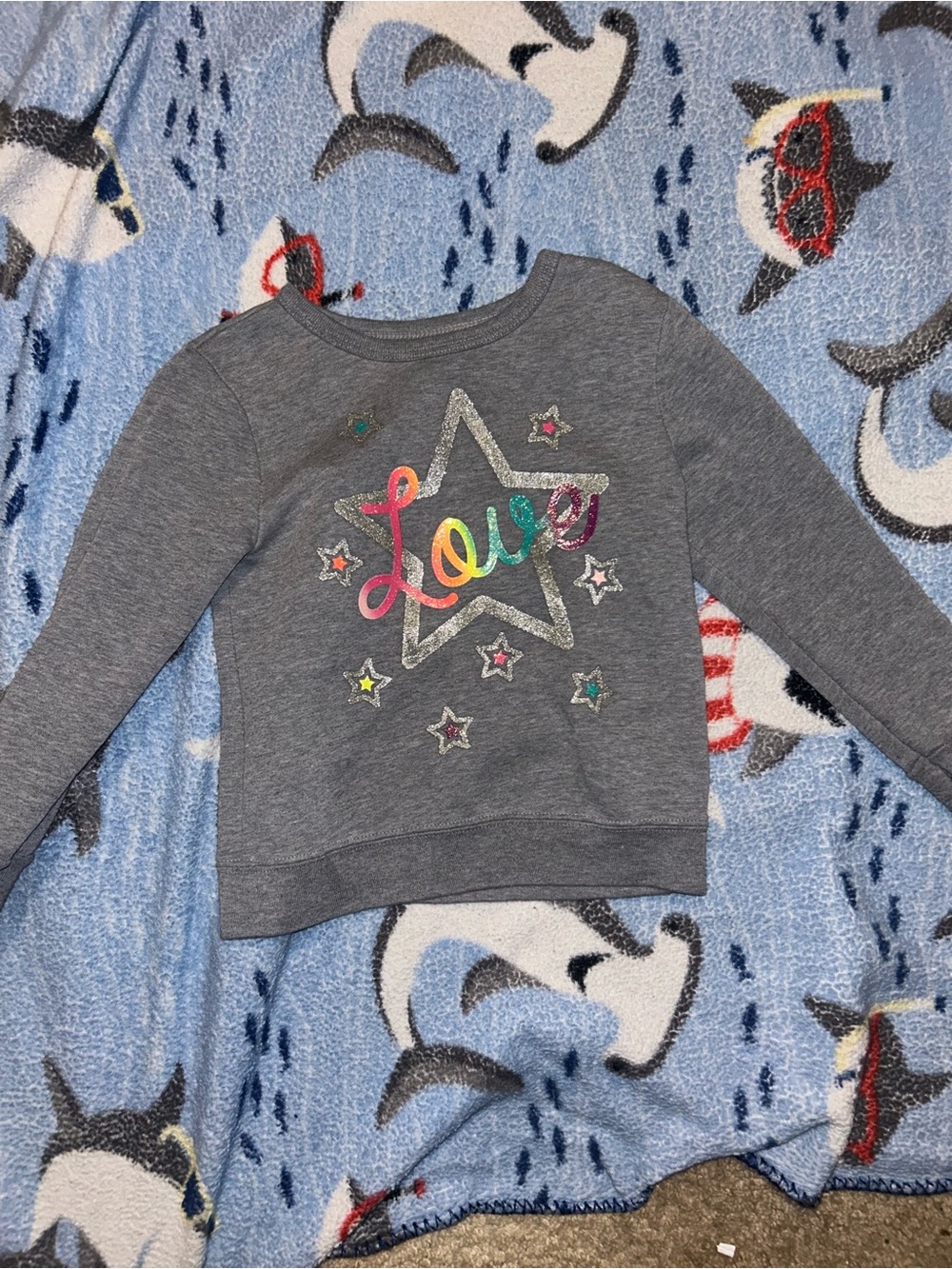 Garanimals Gray Sweatshirt with Multicolor "Love" and Silver Stars